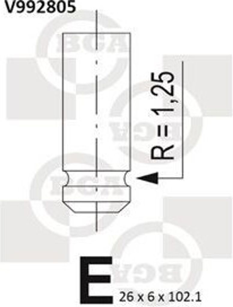 BGA V992805 Auslassventil Ø26mm 102mm für CHEVROLET Rezzo (U100) für DAEWOO LANOS (KLAT)