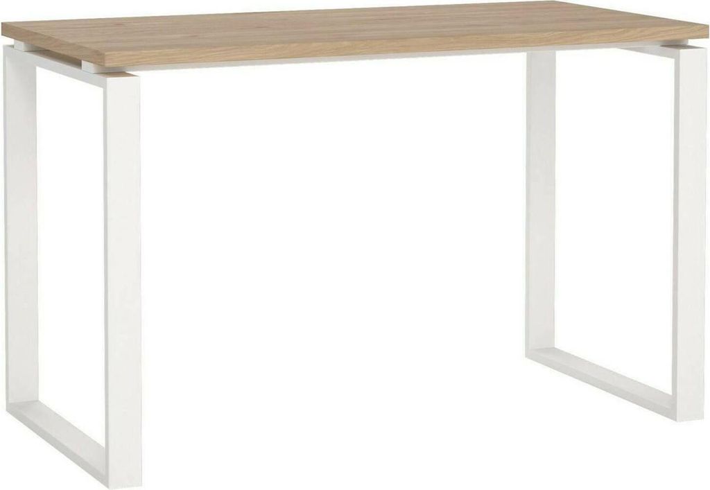 Schreibtisch Pierrot, Mehrzweckschreibtisch, Bürotisch für PC, Eckschreibtisch, 120x60 h76 cm, Eiche und Weiß