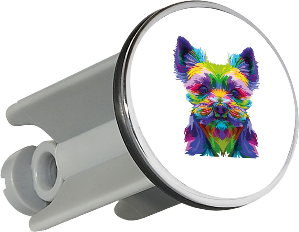 Huuraa Waschbeckenstöpsel Yorkshire Terrier Colorful 4cm höhenverstellbar Abflussstopfen Geschenkidee