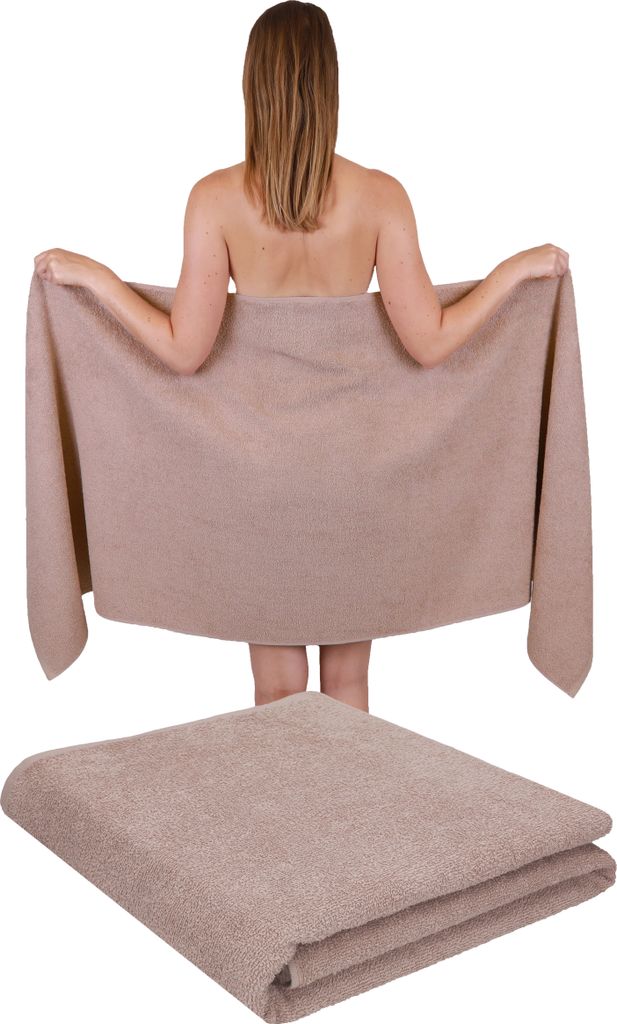Betz 2 Stück XXL Saunatücher 70 x 200 cm BERLIN Badetücher 100% Baumwolle Farbe – cappuccino