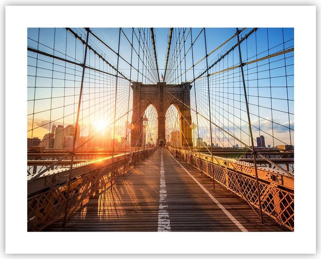 Poster - Poster ohne Rahmen - New York Brücke - 50x40 cm - Wand Bild - Wanddeko - Wandbilder - Kunstposter - Wandposter - Bilder - Kunstdruck - Wa...