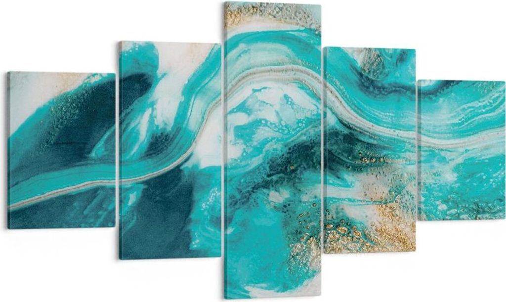 Bild auf Leinwand - Leinwandbild - 5 Teile - Wasser Meer Ozean - 125x70cm - Wand Bild - Wanddeko - Wandbilder - Leinwanddruck - Bilder - Wanddekora...