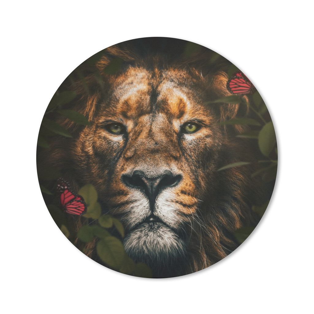 MuchoWow Mauspad Mousepad Schmetterling - Löwe - Pflanzen 20x20 cm - Mousepads - Maus Mat - Pad - Mausunterlage - Schreibtischmatte