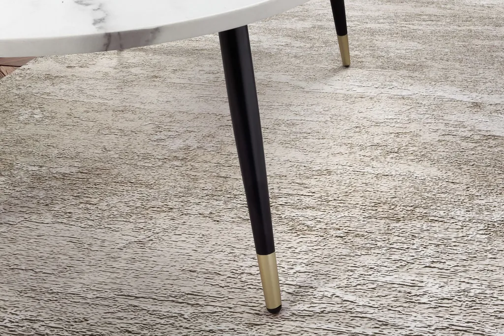 WOHNLING Tavolino 120x60x41,5 cm con aspetto marmo Bianco Tavolo da soggiorno moderno con struttura in metallo Tavolino da divano Tavolo ovale Tavolino grande Soggiorno - 5