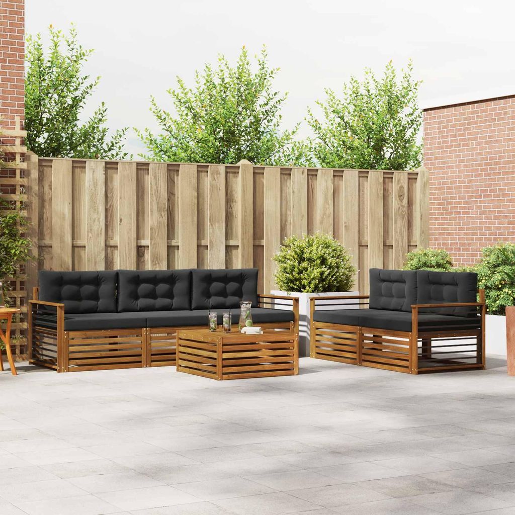 "Summerschlussverkauf"Outdoor-Sofagarnitur - CLORIS - Balkonmöbe/Sitzgruppe - mit Kissen 6 pcs - Moderne Design - Natur und Anthrazit - Gartensofa...