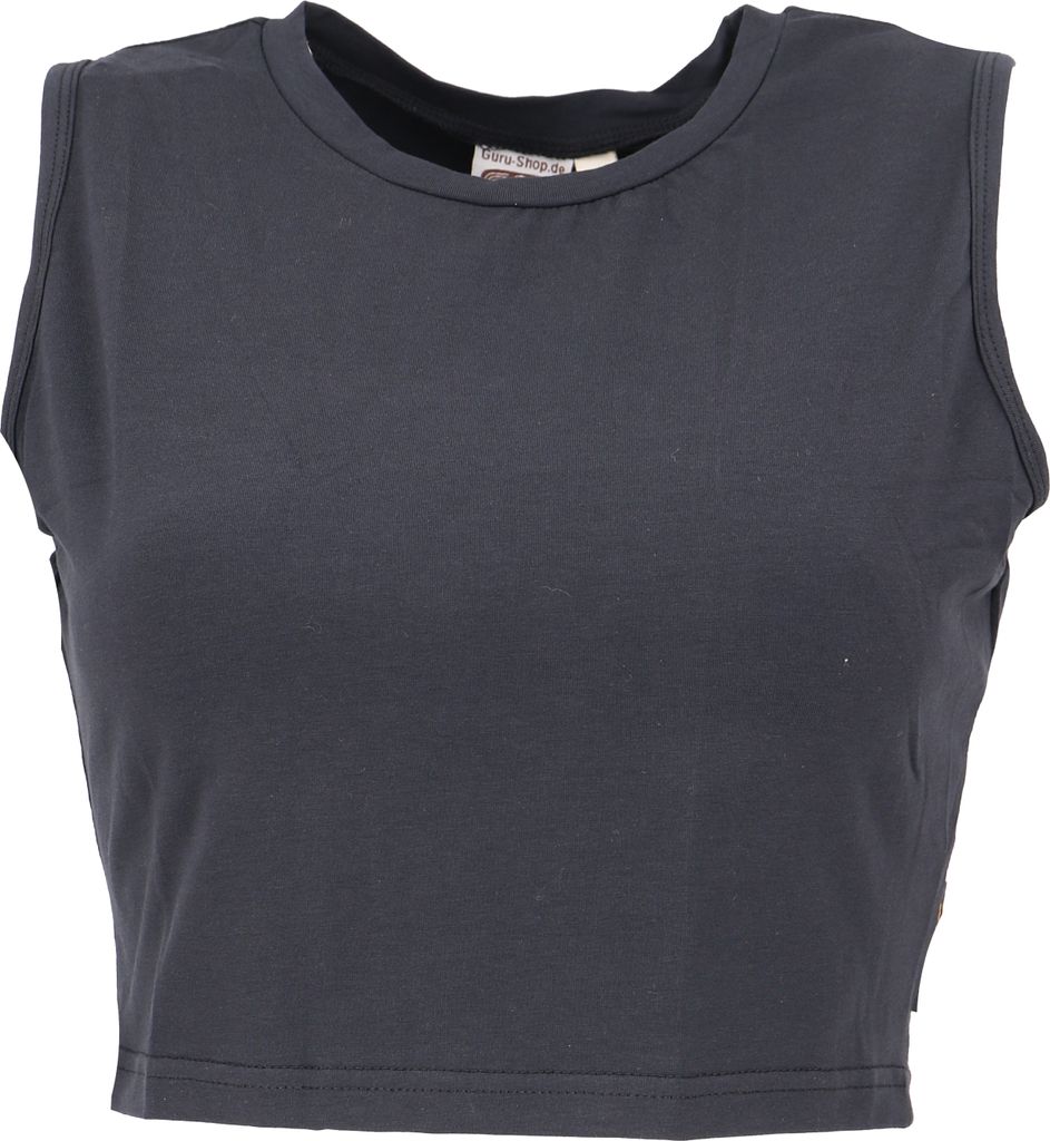 Kurzes Top, Bedrucktes Yoga Top, Yogatop aus Baumwolle - Anthrazit, Damen, Grau, Baumwolle(Bio),Elasthan, Größe: XL