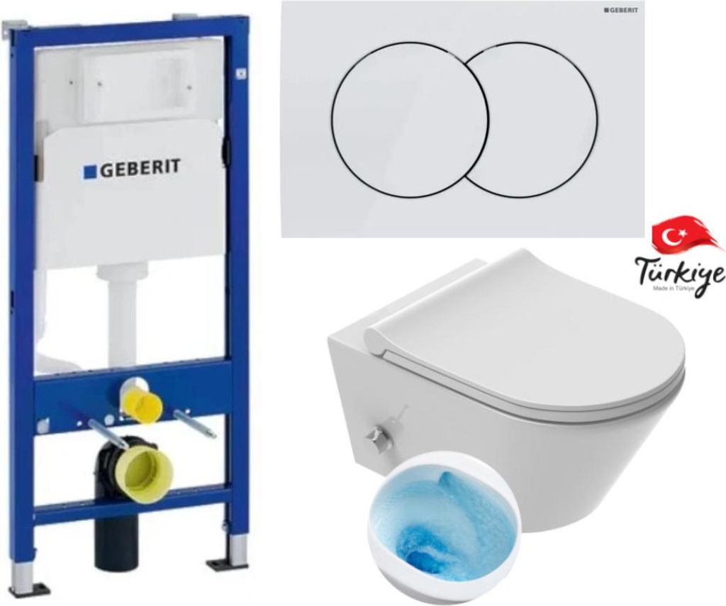 Viba | Wc - schüssel Mit Bidetfunktion - 355 Mm Breite - Duroplast-sitz Slim Soft Close - Geberit-unterputzsystem - Weiß