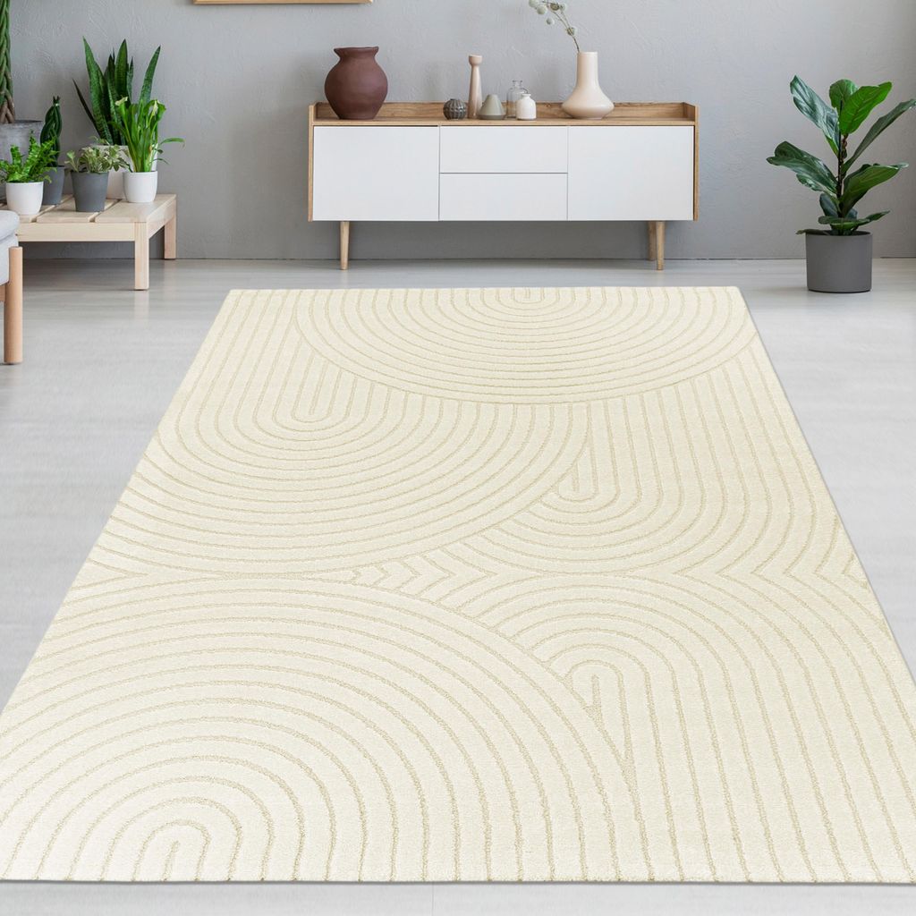 Moderner Teppich für Wohnzimmer mit Bogenmuster in creme Größe - 160 x 230 cm