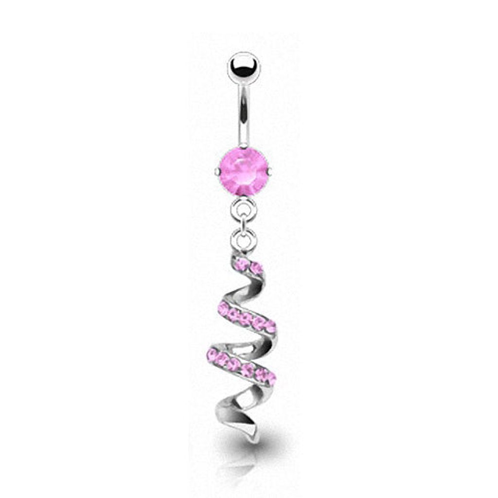 Taffstyle Bauchnabelpiercing Bauchnabelpiercing Stecker Zirkonia Kristall Swirl Anhänger, Pink