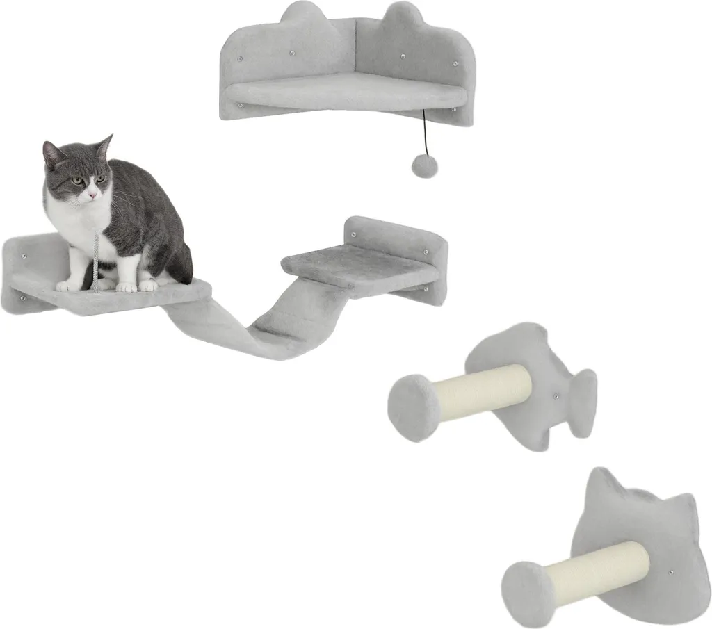 Parcours mural pour chat Set de 4 éléments avec griffoirs et plateformes