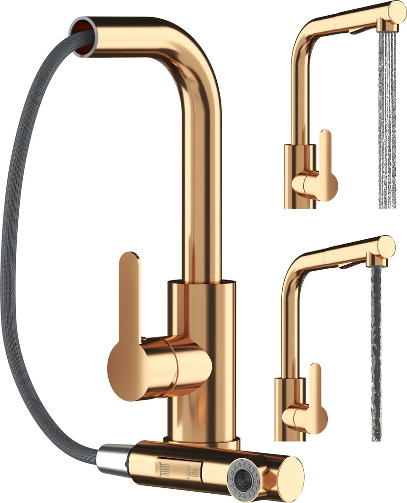 Miscelatore Cucina Ebro Oro Rosa - Design Estraibile d'Eccellenza
