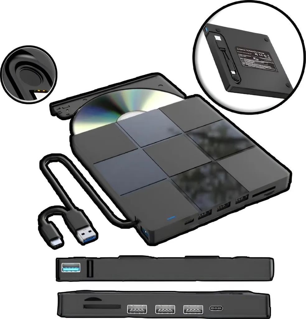 Unità Ottica Esterna Minimalista USB-C - Eleganza e Funzionalità Hub