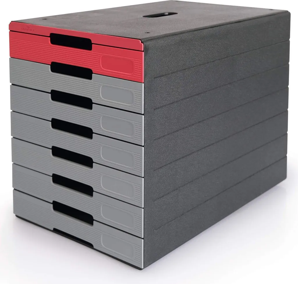 Rangement bureau IDEALBOX PRO Rouge 7 tiroirs : Classez vos dossiers A4