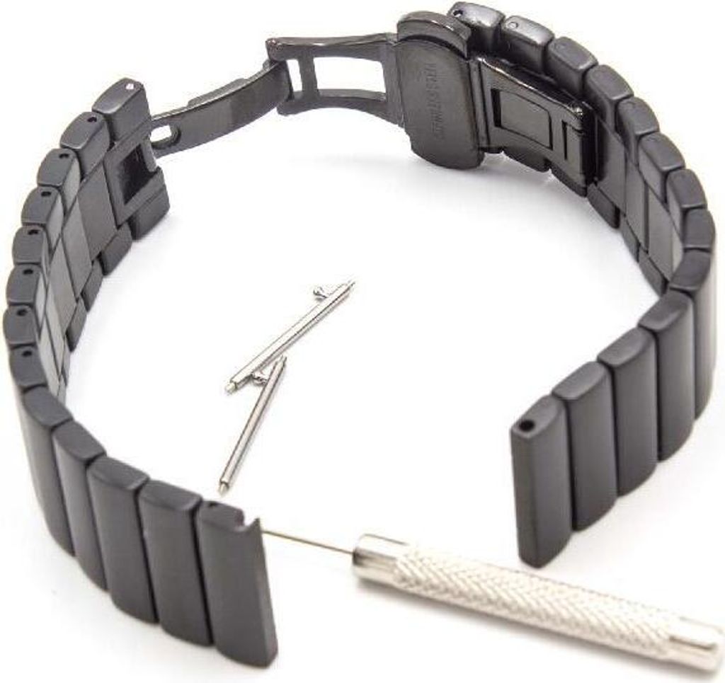 vhbw Ersatz Armband kompatibel mit Withings Steel Hr, 40mm Fitnessuhr, Smartwatch - 17,5 cm Edelstahl schwarz