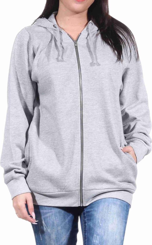 Damen Jacke mit Kapuze für Hausanzug oder Sportanzug Oberteil;grau,XL