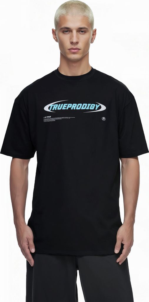 Ravi Herren Oversize-Shirt Logoprint Rundhals dicker Stoff Rundhals