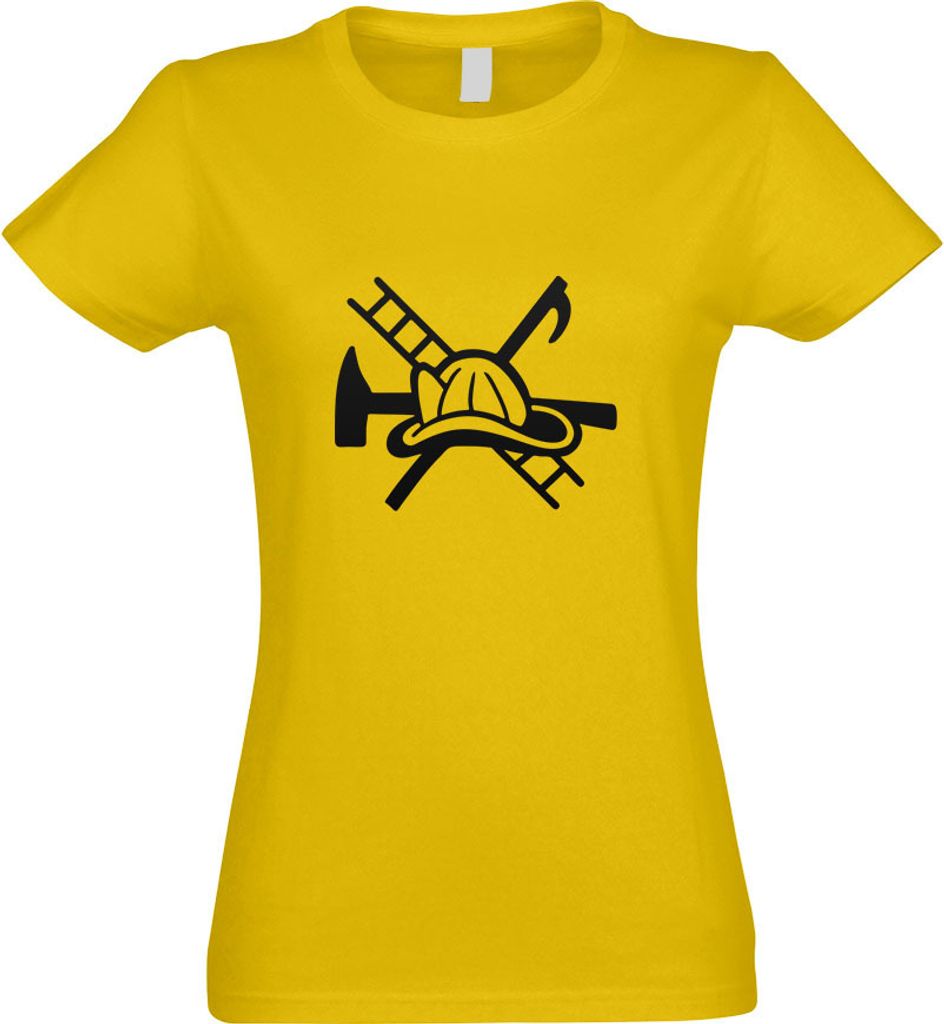 Kiwistar - T-Shirt tailliert - Damen - gelb - Feuerwehrhelm - Motiv 2 - mit Motiv Bedruckt - Funshirt Design - Sport - Freizeit - Damen - M