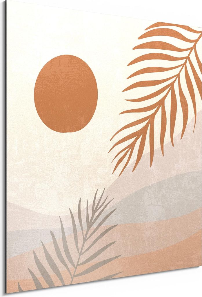 DEQORI Alu-Dibond Bild Weiß 50x50 cm 'Sandige Oase' Wandbild Metall dünn Design