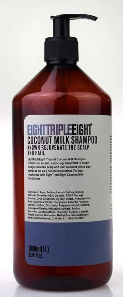 Eight Triple Eight Shampooing Lait de Coco 1000 ml Formule Nourissante