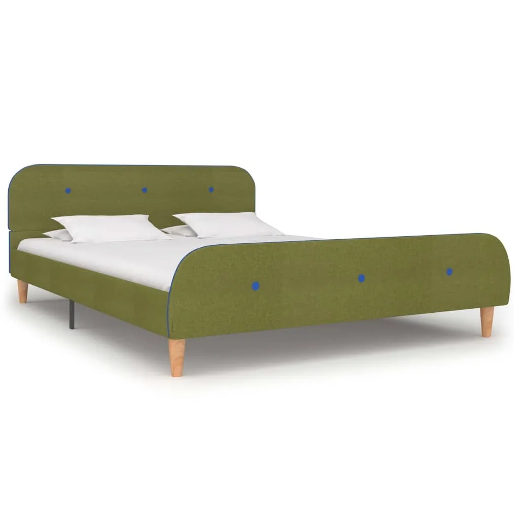 Lit Double 140x200 cm Vert avec Revêtement en Tissu Doux Style Scandinave