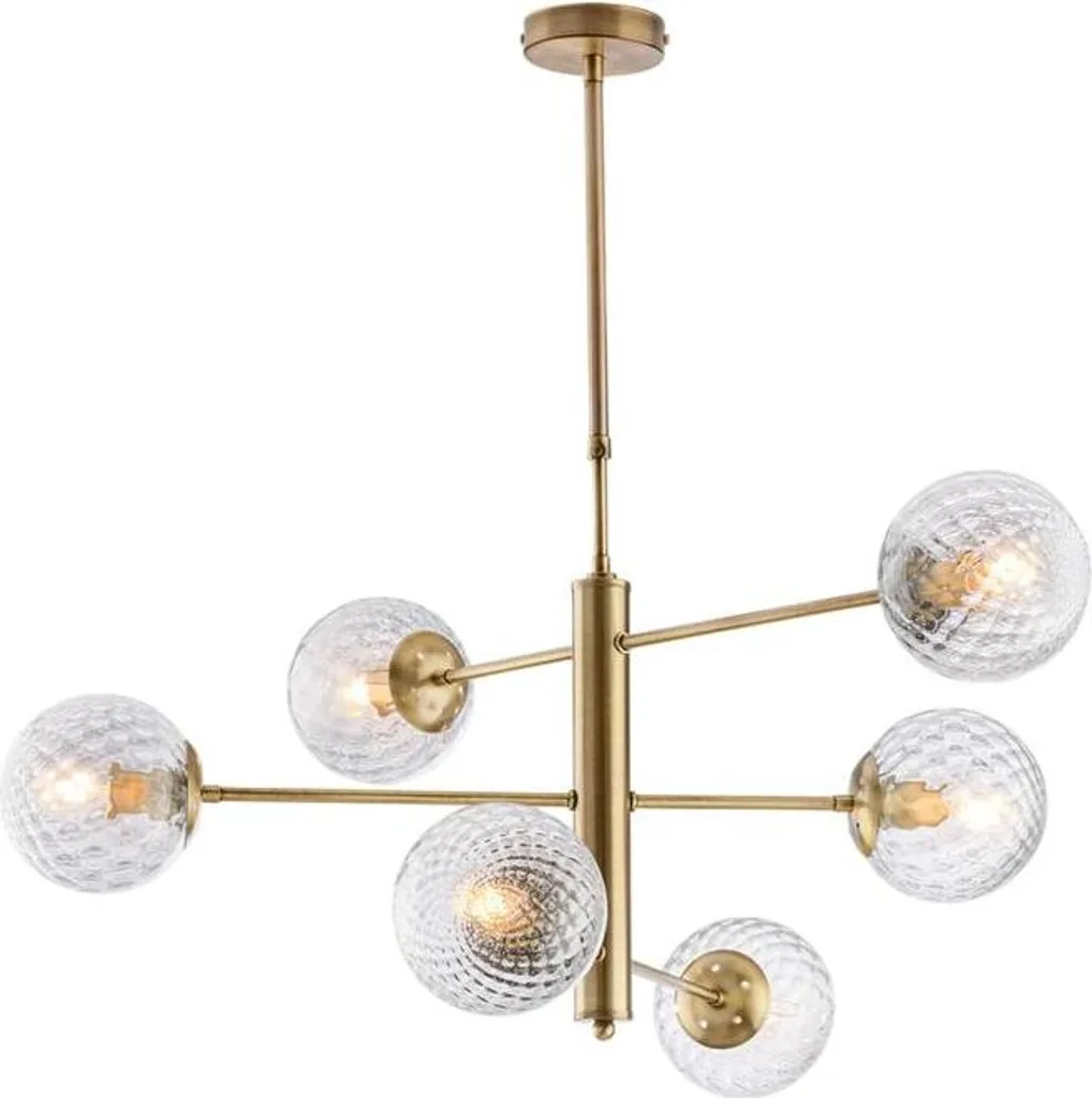 Suspension 6 lumières en bronze brossé d.73 Demetra style vintage chic