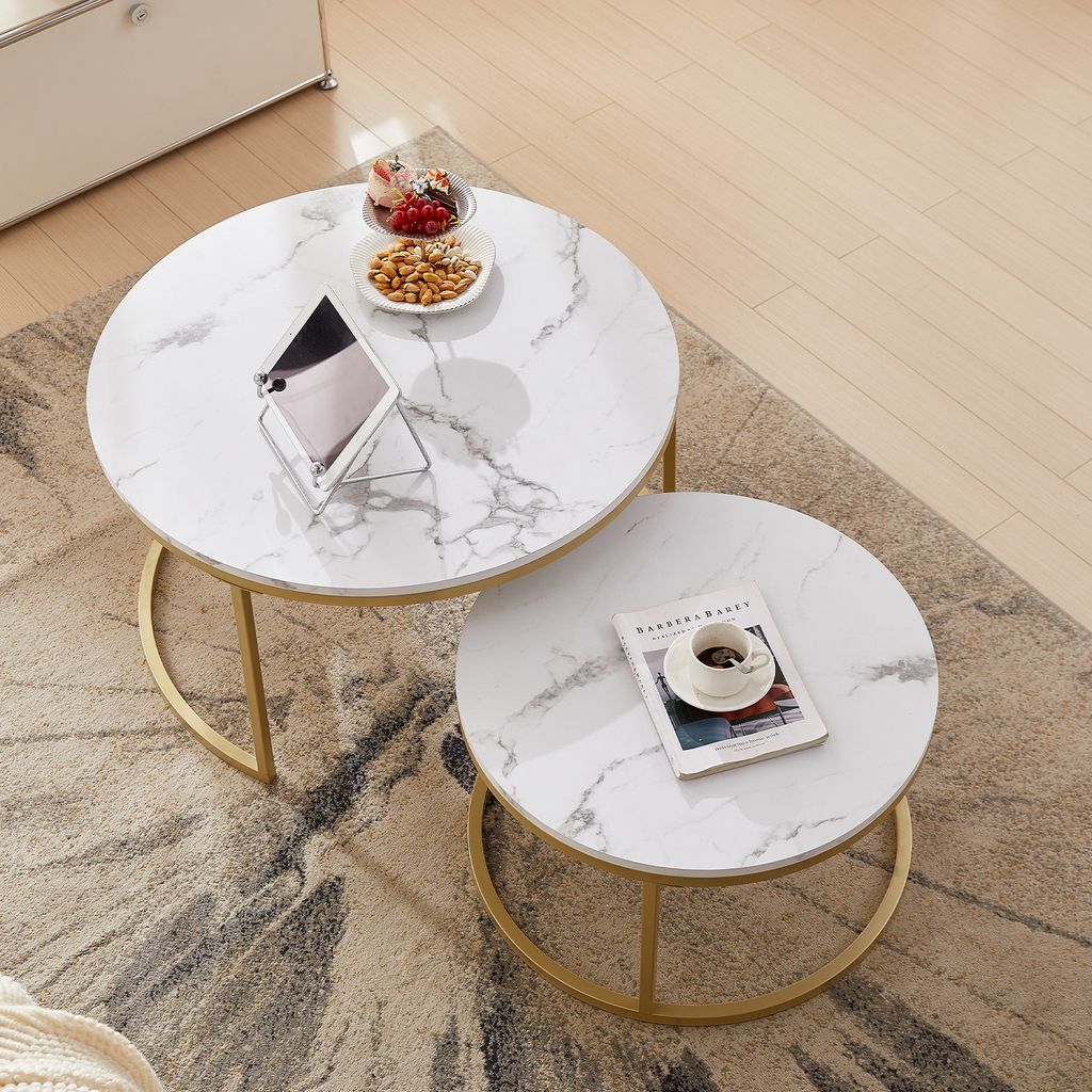 H.J WeDoo Couchtisch 2er Set mit Metallgestell Rund Produktbild 4