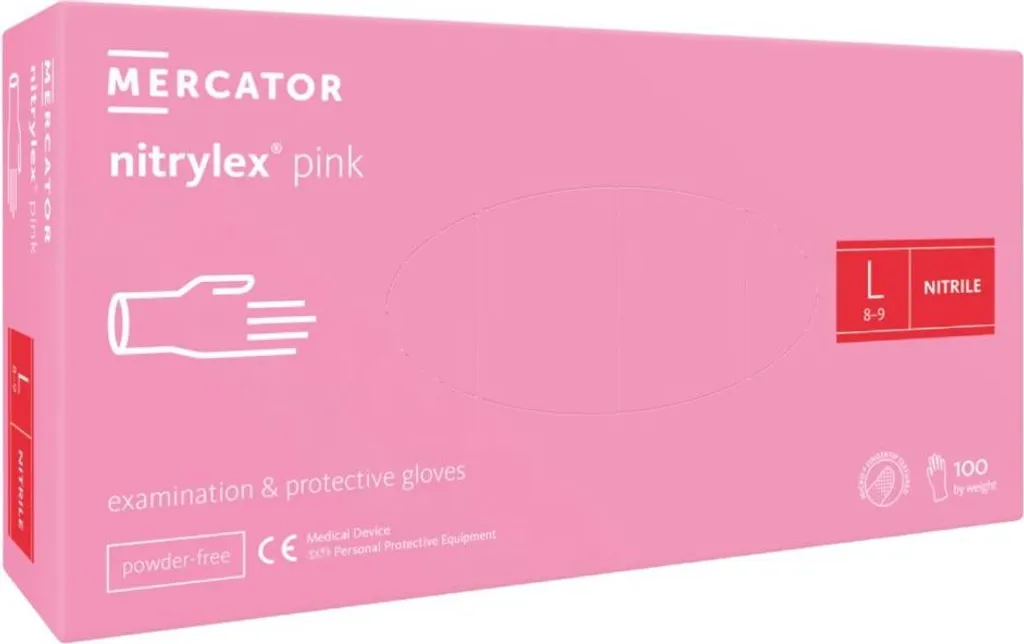 Mercator Nitrylex Rosa: Guanti in Nitrile Monouso Professionali 100 pz