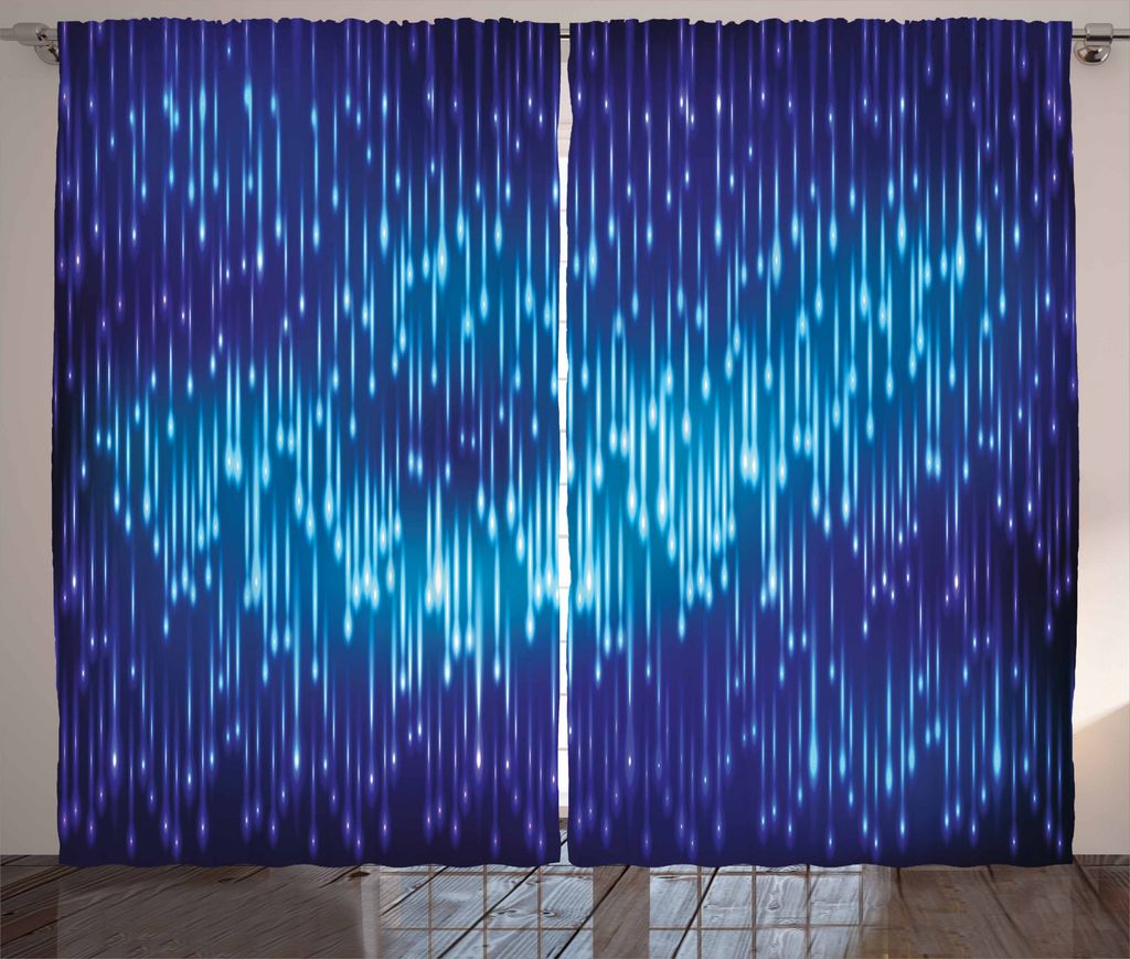 ABAKUHAUS Blau Rustikaler Vorhang, Cosmic Regen Effect Vivid, Wohnzimmer Universalband Gardinen mit Schlaufen und Haken, 280 x 175 cm, Blau Schwarz