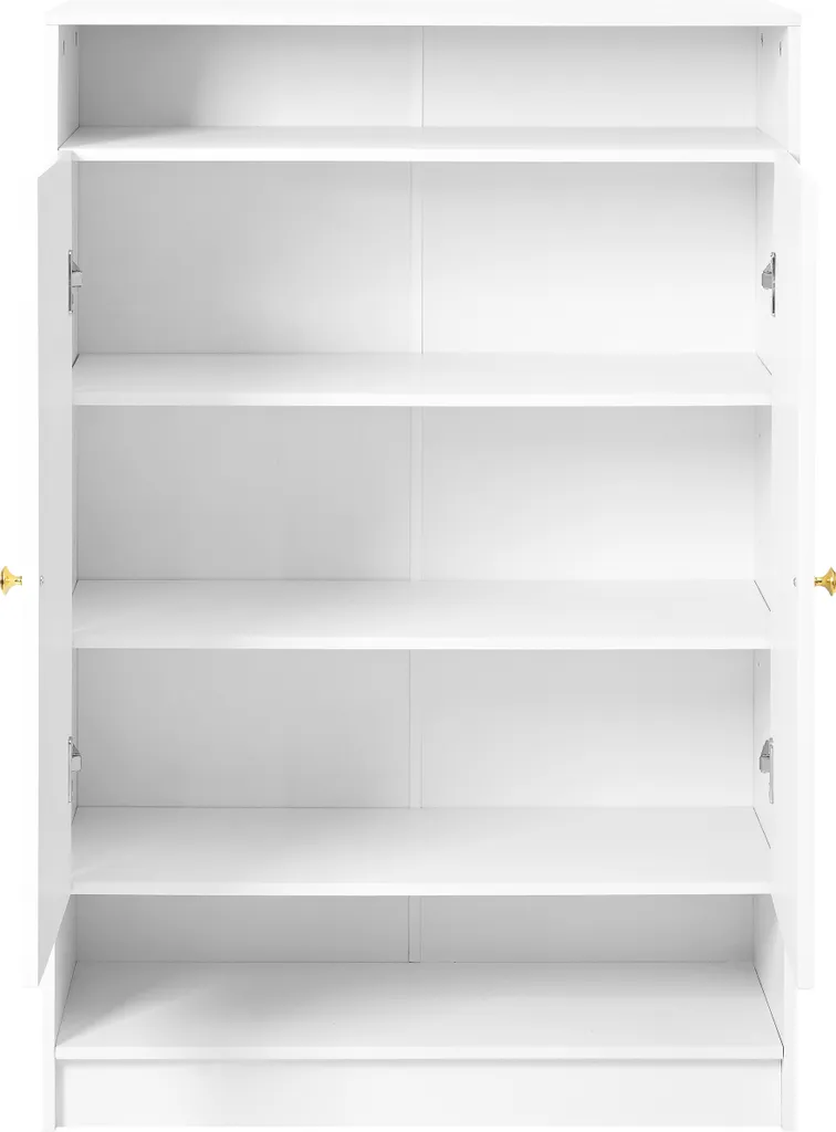 Armoire à chaussures blanche poignées dorées L73xP34xH109 cm modulable