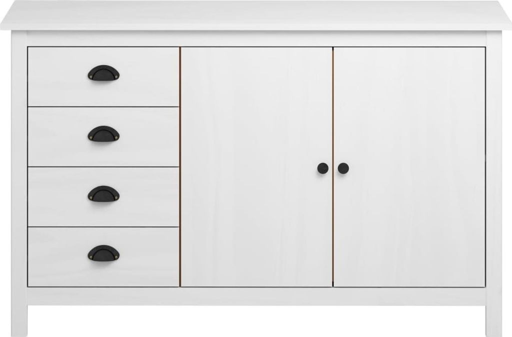 vidaXL Sideboard Hill Blanc 130x40x80 cm Pin massif Image du produit 