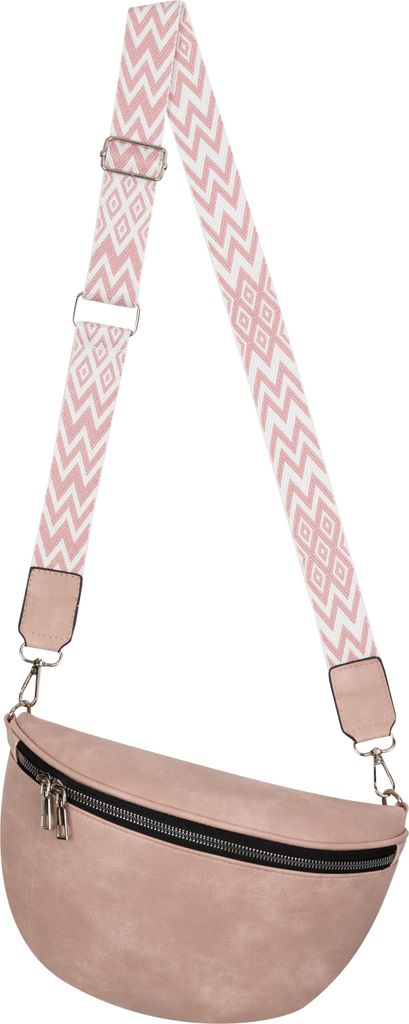 Bauchtasche (76232) Umhängetasche Crossbody-Bag Hüfttasche Kunstleder Italy-Design PINK