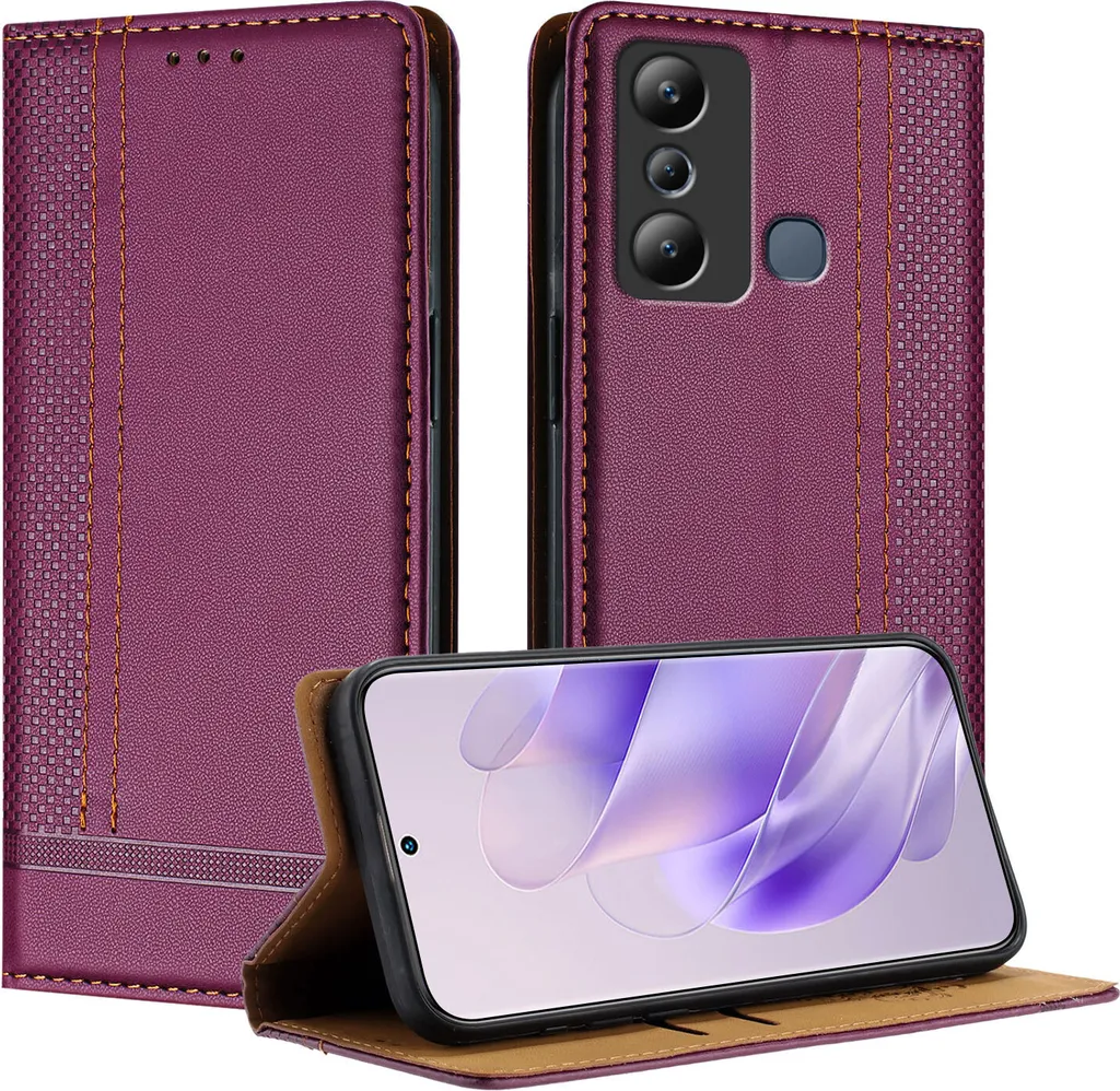 Custodia Flip Infinix Hot 20i Viola Pelle - Stand e Wallet Case 20i