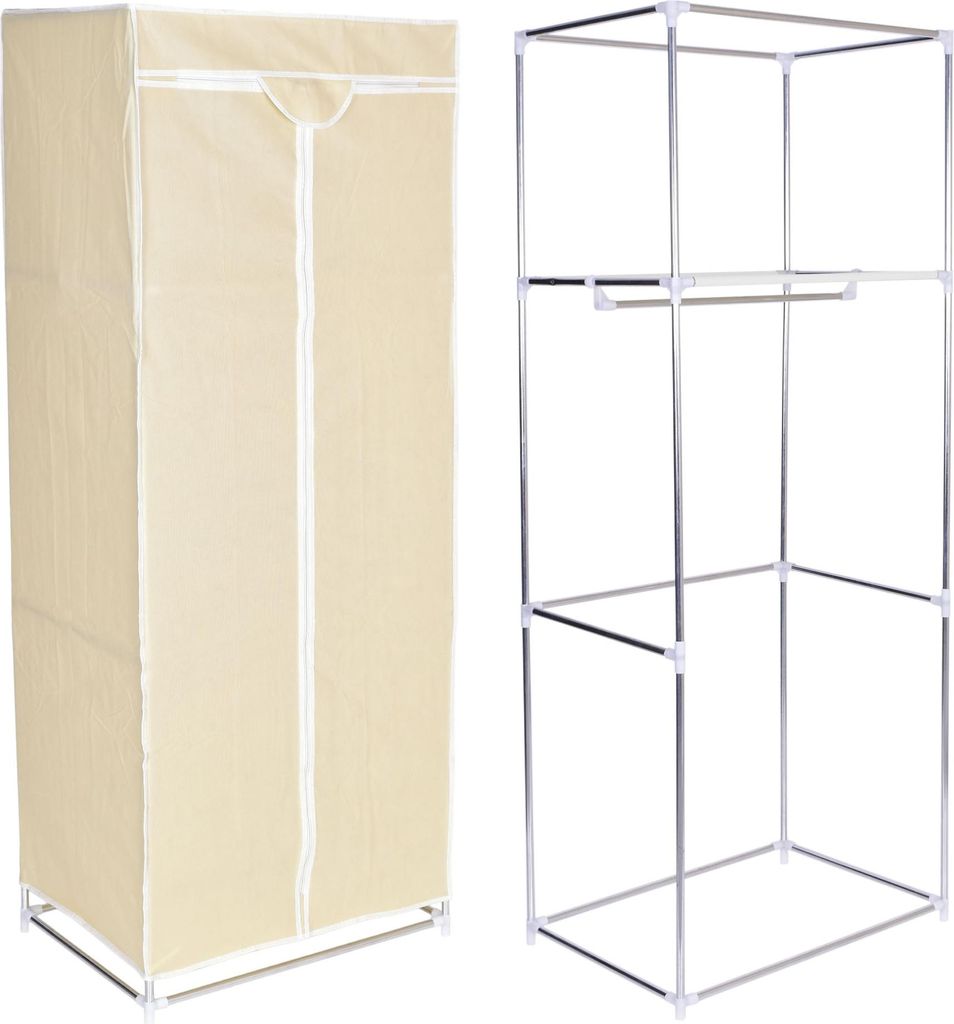 Textile Kleiderschrank "Fela" mit Regal - Beige Produktbild 