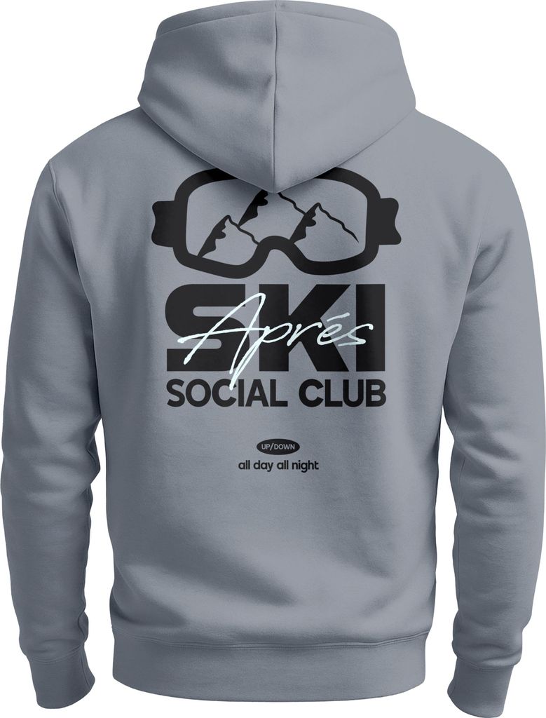 Herren Hoodie Backprint Après Ski Social Club Skifahren Snowboarden Kapuzen-Pullover Männer Fashion Streetstyle Neverless