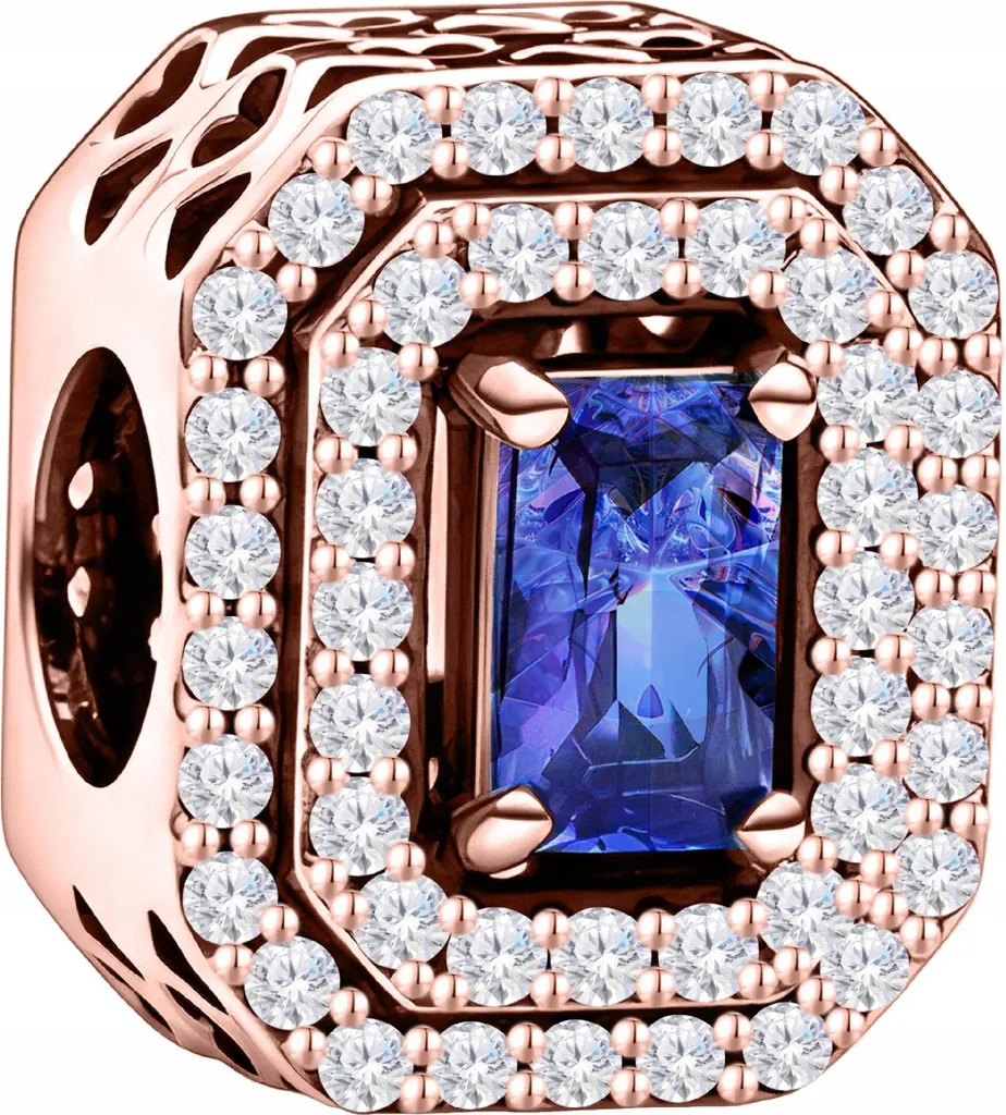 Offerta Charm Argento 925 Oro Cristallo Blu Perla Zirconi Prezzo