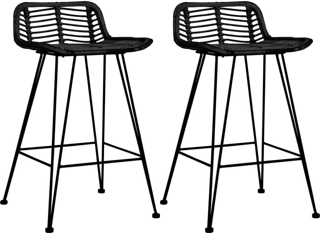 Tabouret de bar ergonomique noir rotin The Living Store confort lot 2
