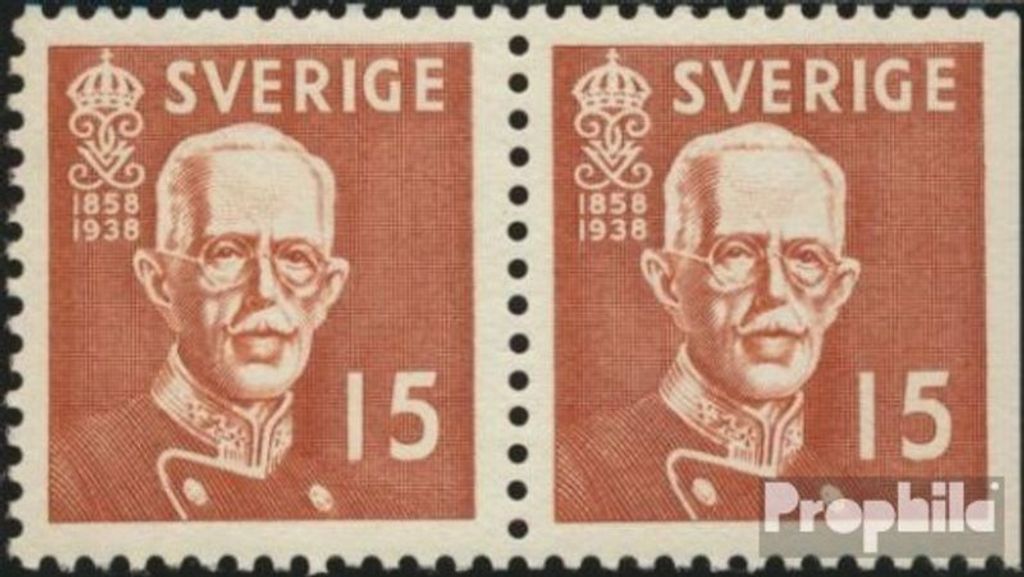 Briefmarken Schweden 1938 Mi 251B/Dr Paar postfrisch König Gustaf V