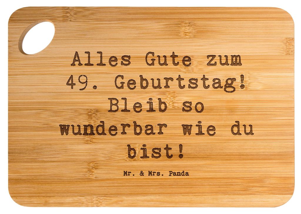 Mr. & Mrs. Panda Schneidebrett Spruch 49. Geburtstag Freude - Transparent - Geschenk, Brett, Frühstücksbrett, Küchenbrett, Happy Birthday, Gebur...