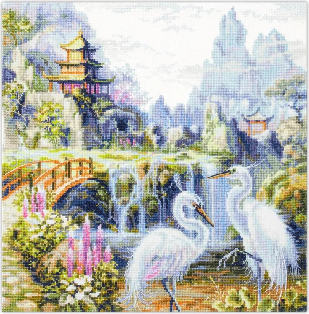Kit broderie Bonjour 30x30cm Magic Needle avec toile Zweigart pro