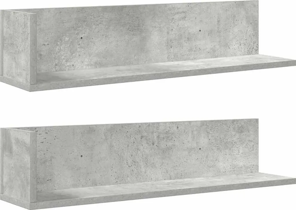 2 Mensole Salvaspazio Grigio Cemento 75cm - Installazione Rapida