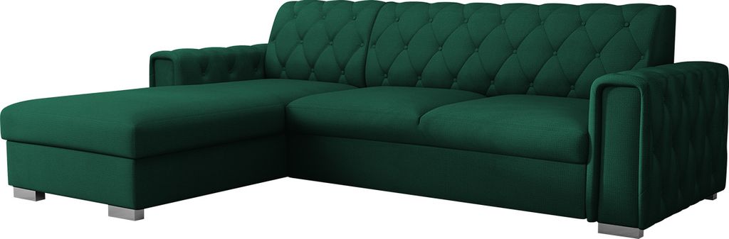 MIRJAN24 Ecksofa Roma mit Bettkasten und Schlaffunktion, Einstellbare Kopfstützen, L-Form (Farbe: Kronos 19, Seite: Links)
