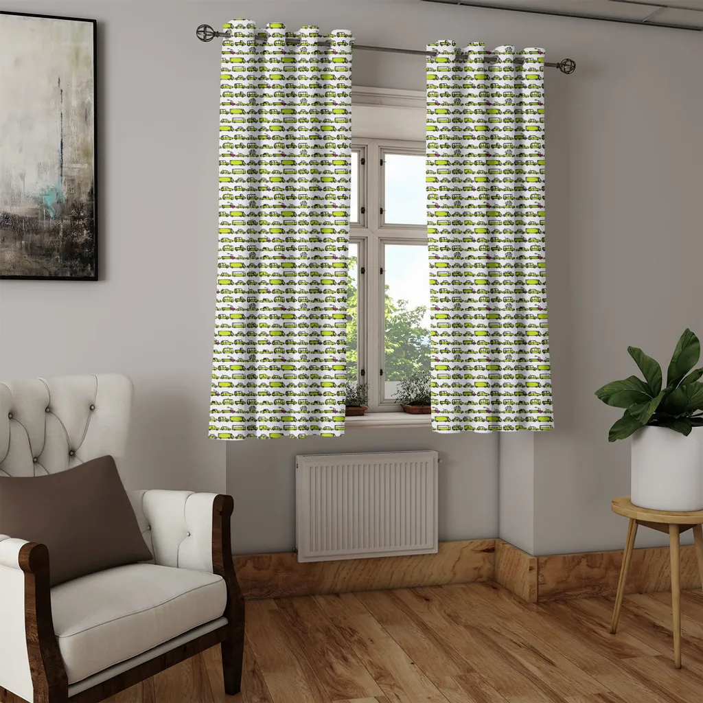 Rideau opaque et décoratif voitures vert pour masquer le vis-à-vis