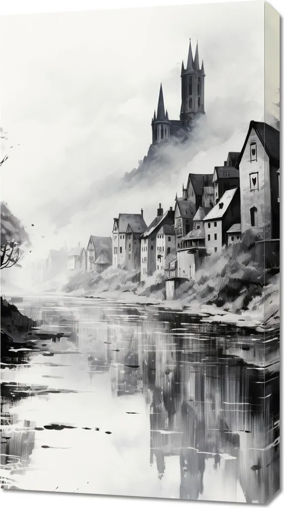 Image 50 x 90 cm Reflet dans le brouillard - Tableau Déco Murale Zen