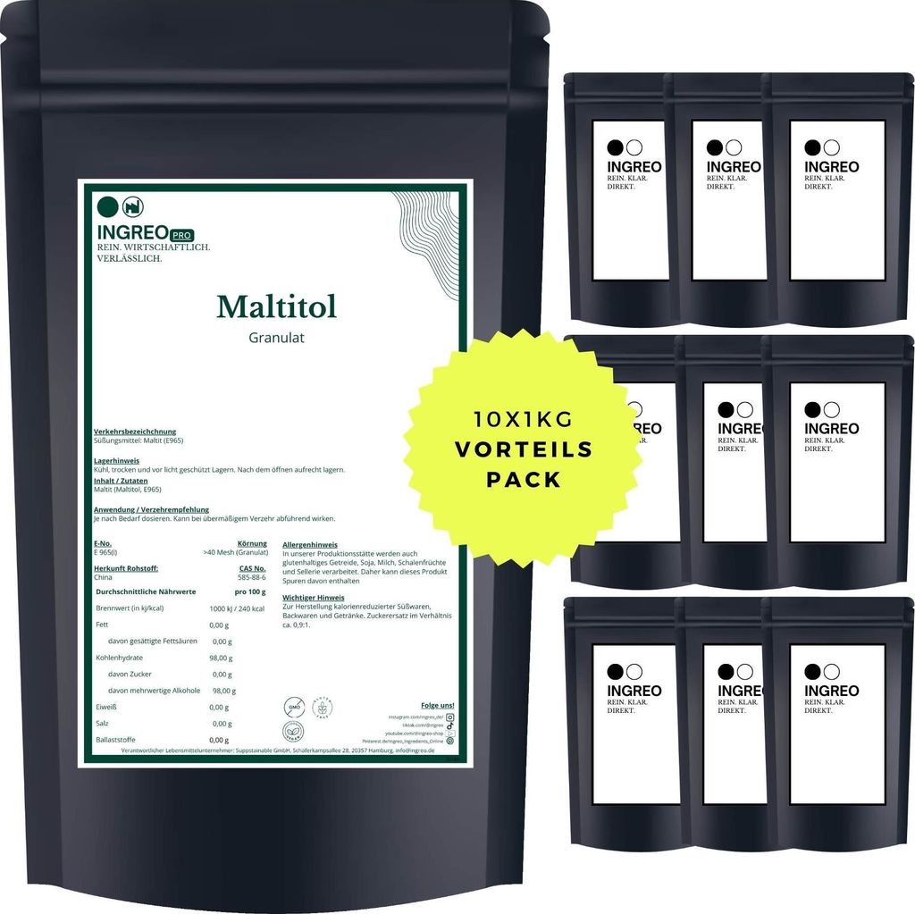 Maltitol Granulat – Zuckeraustauschstoff | Ingreo PRO – 10kg (10X1kg)