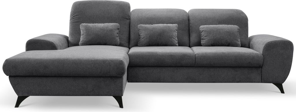 Masseno Ecksofa LUCE L-S mit Schlaffunktion L-Form, Sofa mit Bettkasten, Wohnzimmersofa, Couch, Soffa, Bettsofa, Couchgarnitur- Grau, AVRA SIC LOFT 23