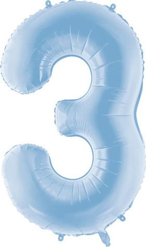 Balon foliowy cyfra 3 mglisty niebieski 86 cm