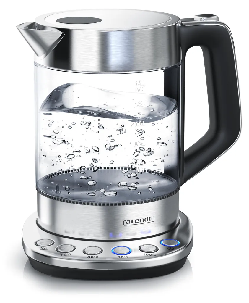 Bollitore Arendo 1.5L 2200W Vetro Acciaio Inox con Temperatura Regolabile