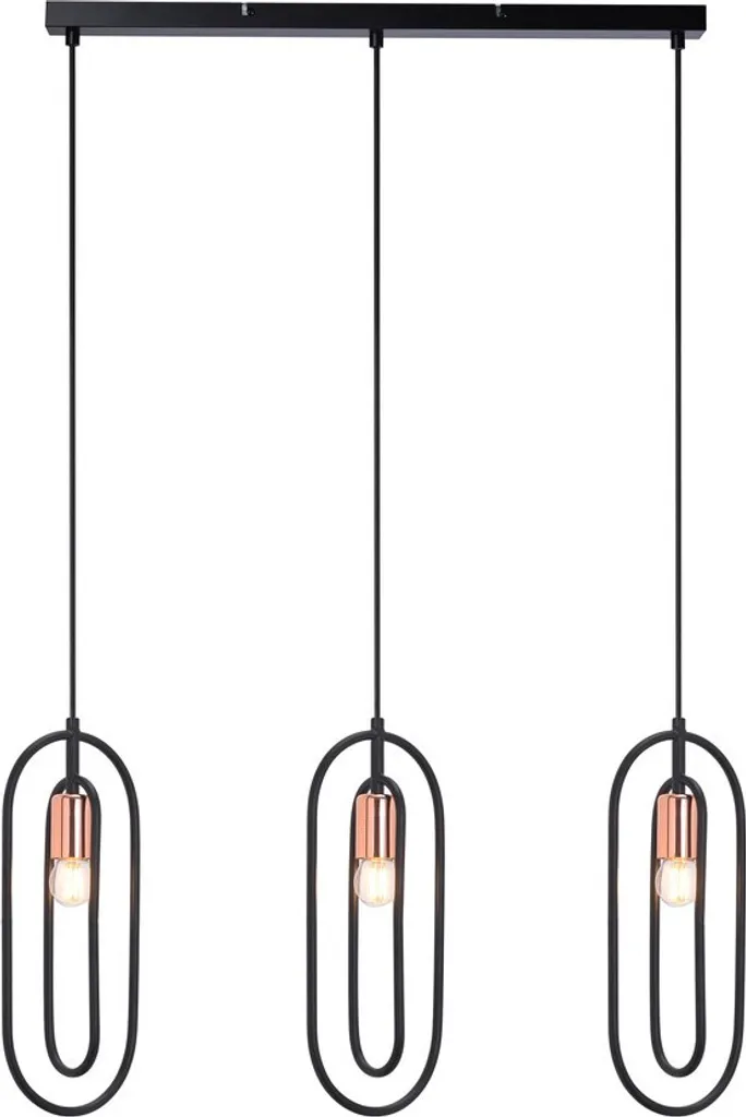 Luminaire suspendu design noir 3 éléments ovales ROVIER Rabalux style moderne