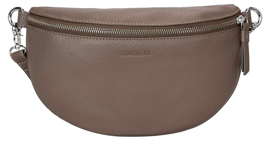 Große Bauchtasche für Damen aus Leder | Kleine Umhängetasche aus echtem Leder | Gürteltasche mit Reißverschluss | Crossbody Bag für Damen | C...