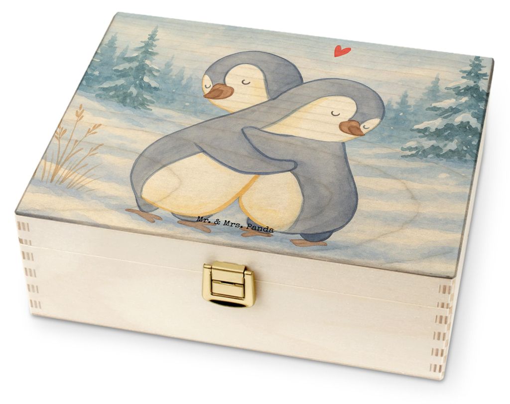 Mr. & Mrs. Panda Tee Box Pinguine Kuscheln Design - Weiß - Geschenk, Aufbewahrung, Teebox, Hocheitstag, für Frauen, Teedose, Hochzeitstag, Paare,...